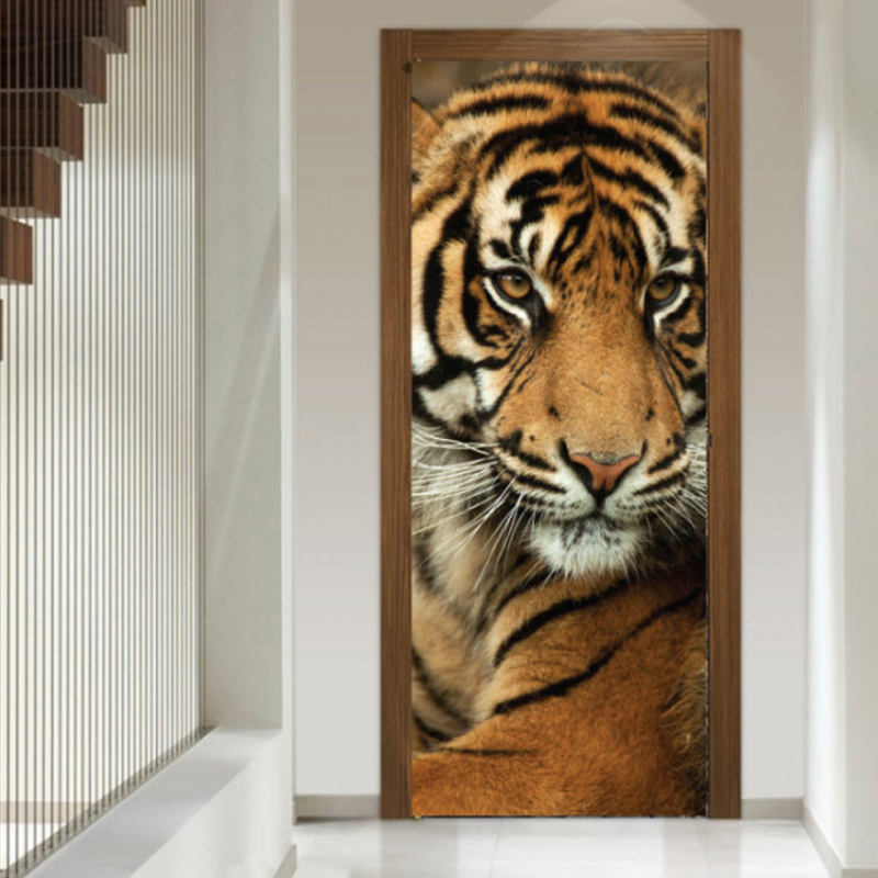 Αυτοκόλλητο πόρτας με ζώα με Τίγρη